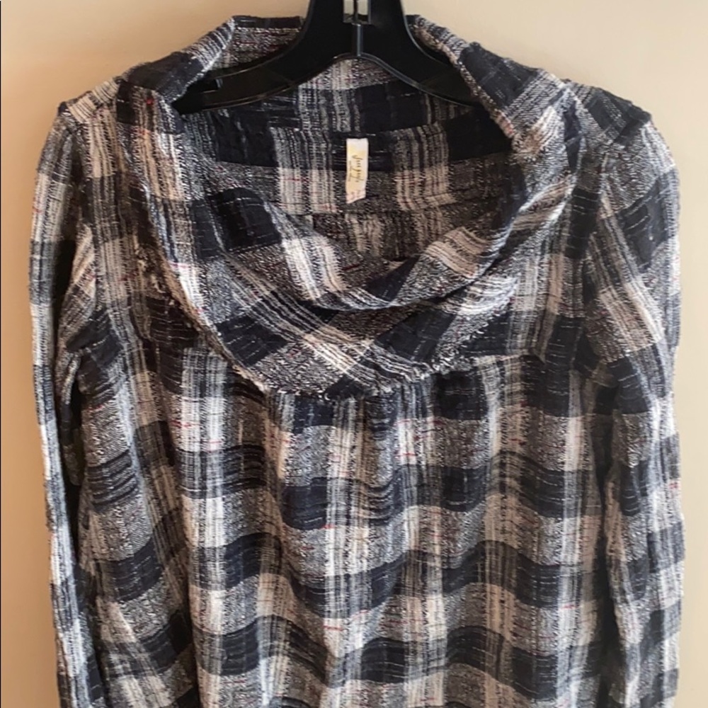 Free People Plaid Sweatshirt Size Small - Picture 2 of 8